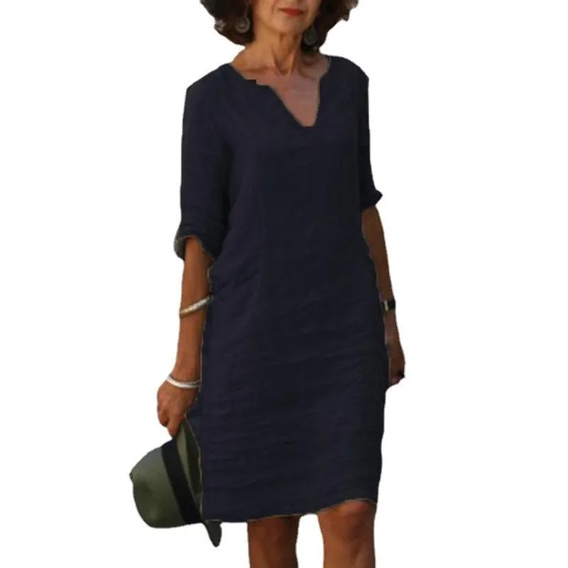 Elvita - Wide V-Neck Dress