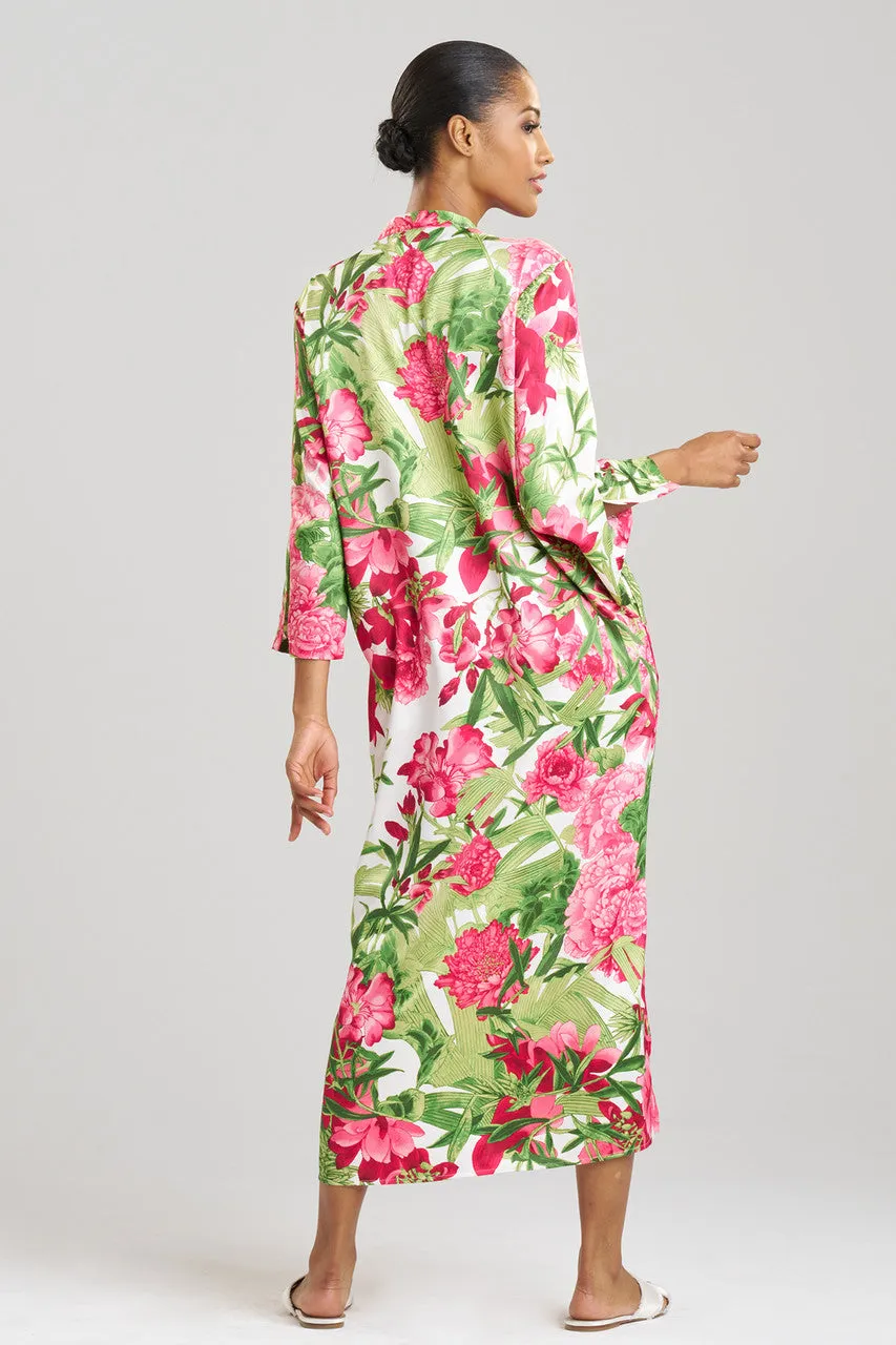 Enchanted Peony Satin Zip Caftan