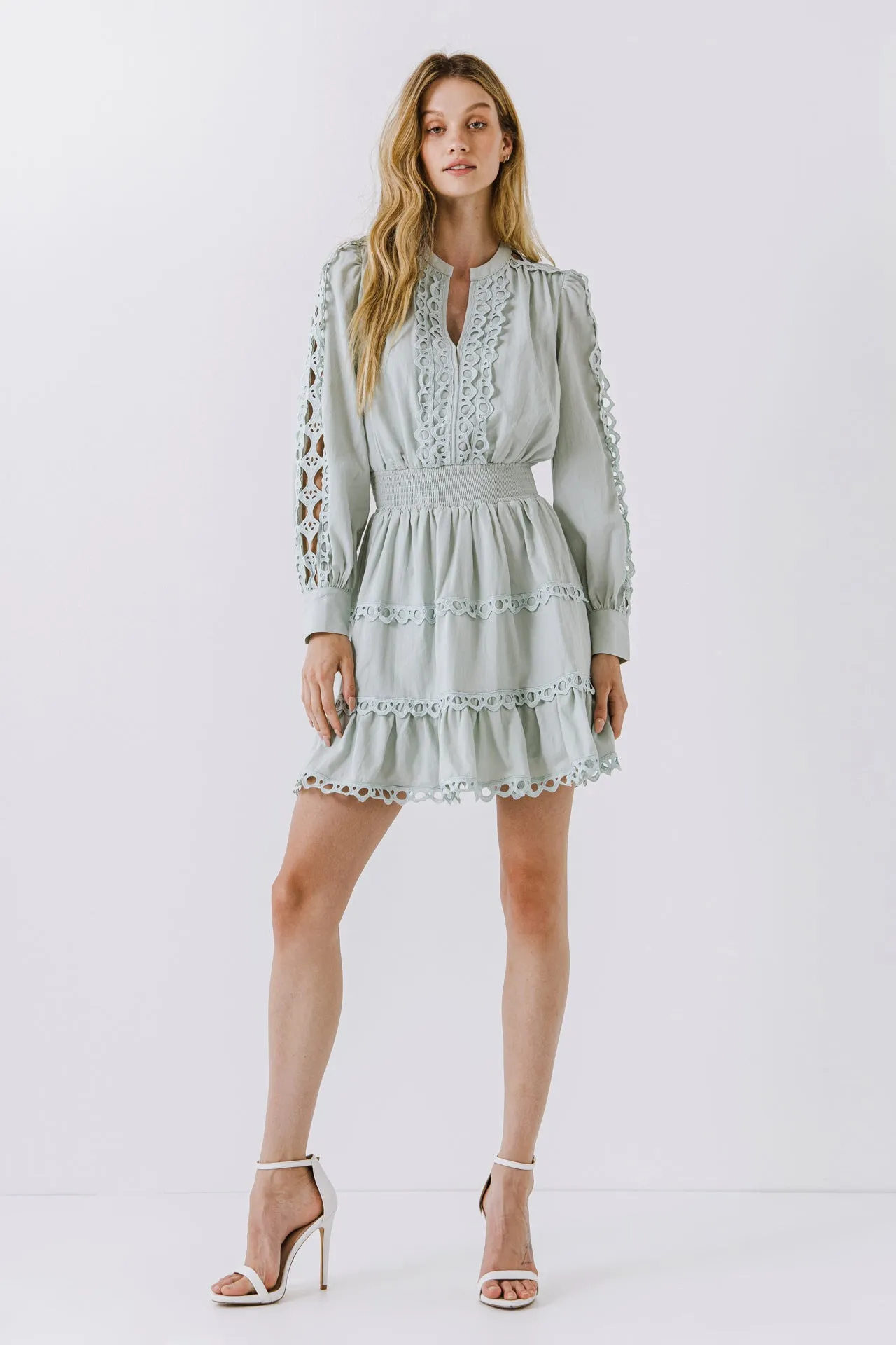 Lace Trim Mini Dress
