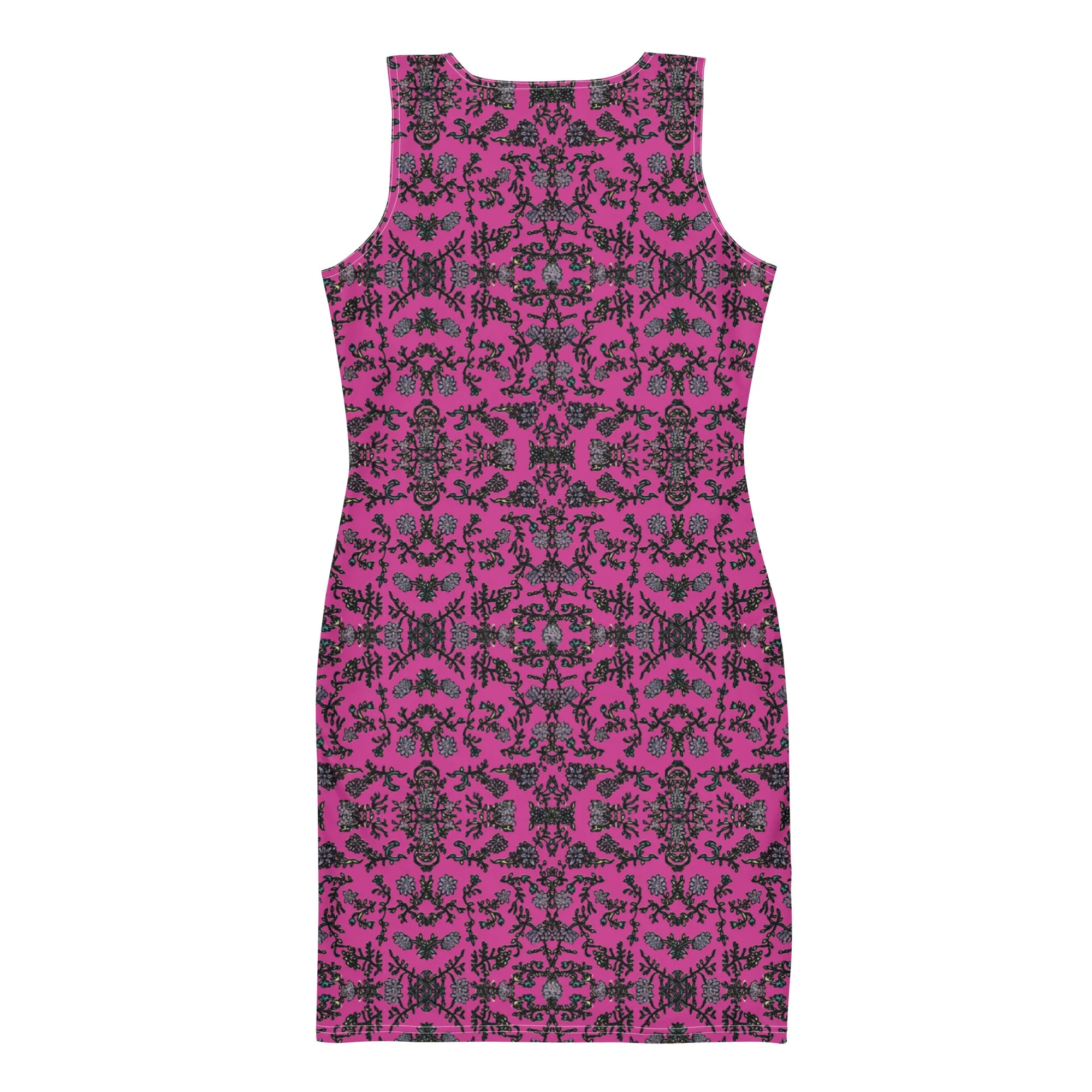 Pink Floral Print Sleeveless Dress, Flower Print Elegant Women's Long Comfy Causal Dress- Made in USA/EU/MX