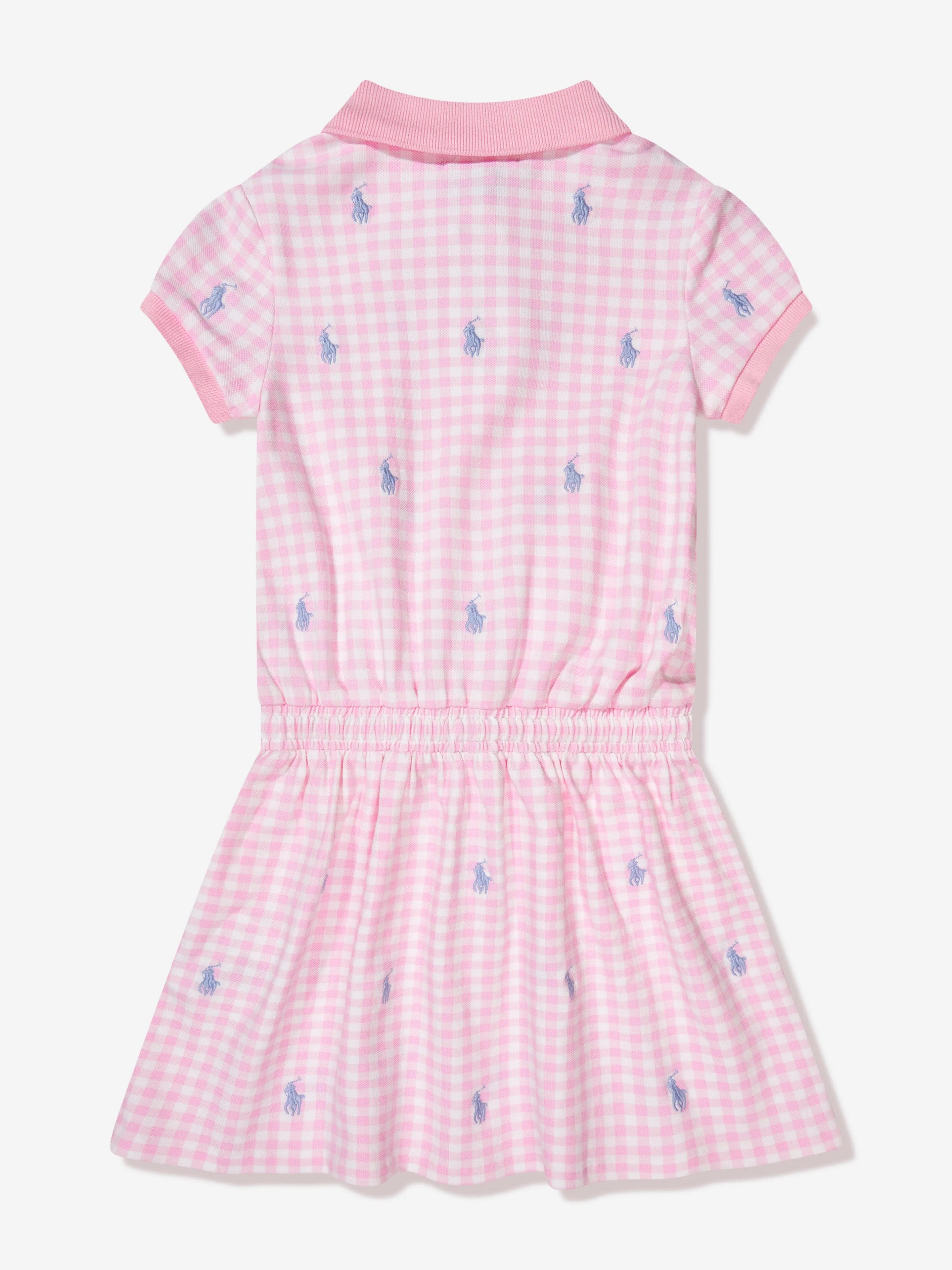 Ralph Lauren Girls Gingham Polo Dress in Pink